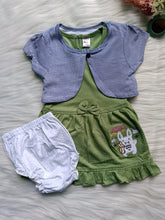 2 Piece Frock Bloomer  set - Striped Jacket (Green)